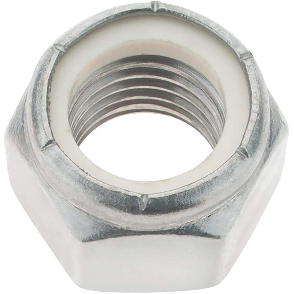 Value Collection - 1-8 UNC 18-8 Hex Lock Nut with Nylon Insert - 1-7/16" Width Across Flats, 1-3/64" High - USA Tool & Supply