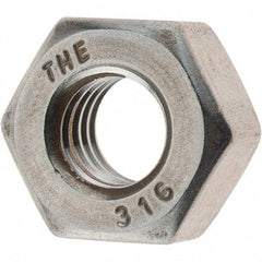 Value Collection - 5/16-18 UNC Stainless Steel Right Hand Heavy Hex Nut - 9/16" Across Flats, 19/64" High, Uncoated - USA Tool & Supply