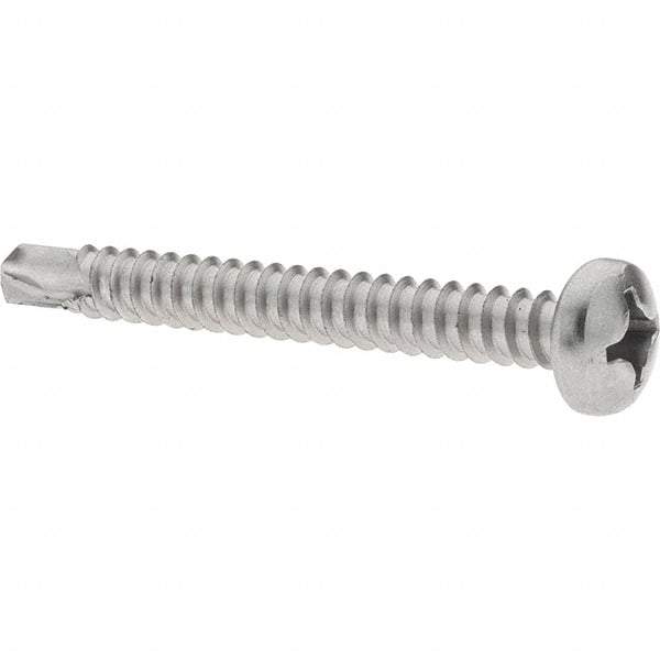 Value Collection - #12, Pan Head, Phillips Drive, 2" Length Under Head, #3 Point, Self Drilling Screw - Grade 410 Stainless Steel - USA Tool & Supply