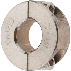 Value Collection - 7/16" Bore, Stainless Steel, Two Piece Shaft Collar - 15/16" Outside Diam, 3/8" Wide - USA Tool & Supply