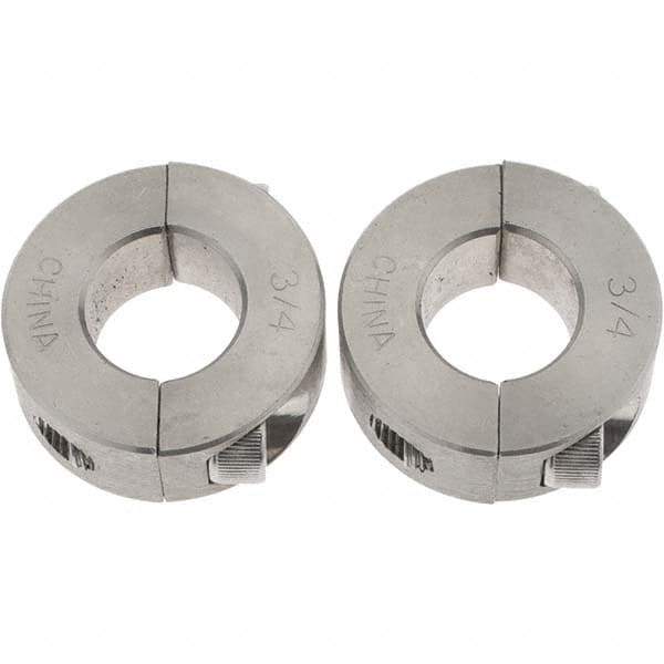 Value Collection - 3/4" Bore, Stainless Steel, Two Piece Shaft Collar - 1-1/2" Outside Diam, 1/2" Wide - USA Tool & Supply