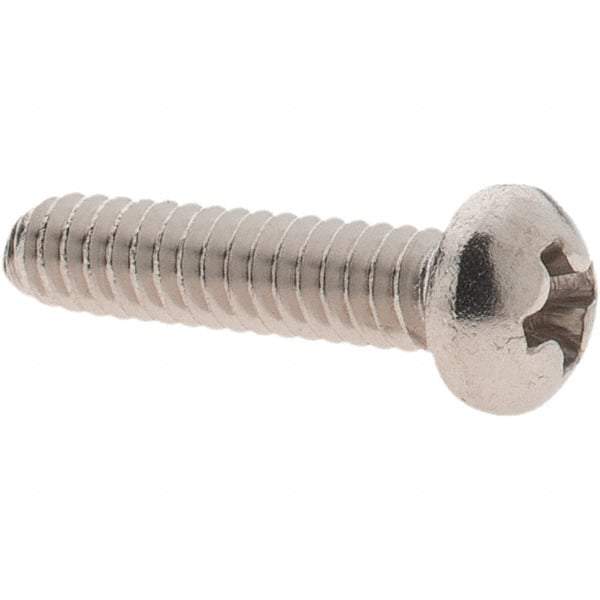Made in USA - #4-40 UNC, 1/2" Length Under Head Phillips Drive Machine Screw - Round Head, Grade 18-8 Stainless Steel, Uncoated, Without Washer - USA Tool & Supply