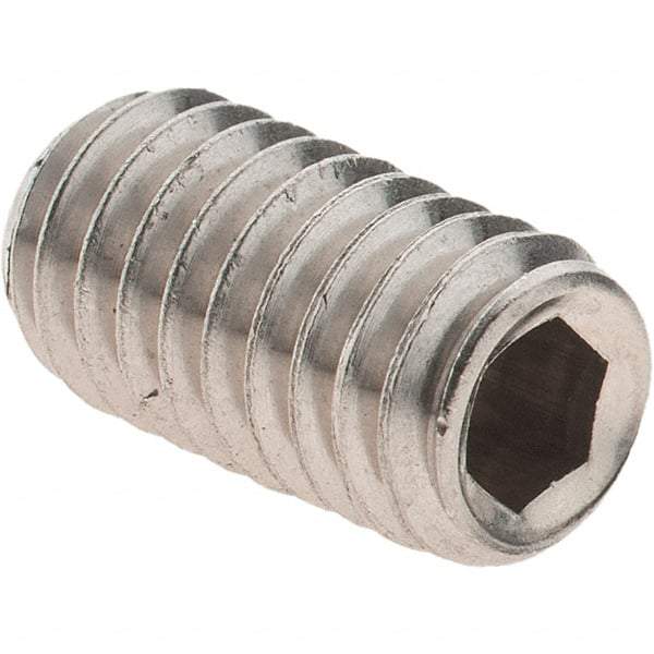 Made in USA - 5/16-18 UNC, 5/8" OAL, Cup Point Set Screw - Grade 18-8 Stainless Steel, 3/32" Key - USA Tool & Supply