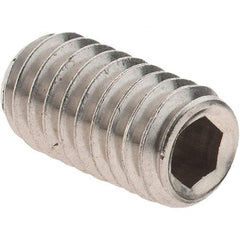 Made in USA - 5/16-18 UNC, 5/8" OAL, Cup Point Set Screw - Grade 18-8 Stainless Steel, 3/32" Key - USA Tool & Supply