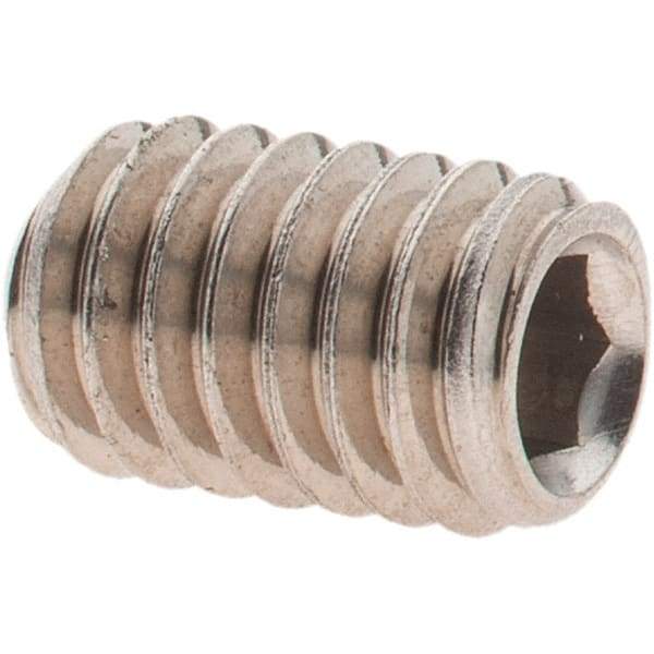 Made in USA - 5/16-18 UNC, 1/2" OAL, Cup Point Set Screw - Grade 18-8 Stainless Steel, 5/32" Key - USA Tool & Supply