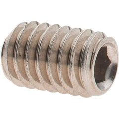 Made in USA - 5/16-18 UNC, 1/2" OAL, Cup Point Set Screw - Grade 18-8 Stainless Steel, 5/32" Key - USA Tool & Supply