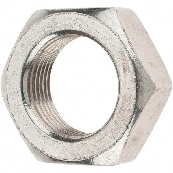 Value Collection - 1-14 UNC Stainless Steel Right Hand Hex Jam Nut - 1-1/2" Across Flats, 35/64" High - USA Tool & Supply