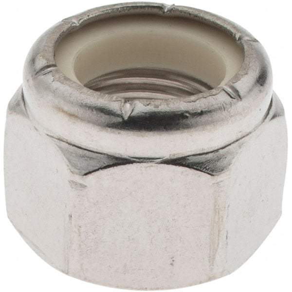 Value Collection - 1/2-20 UNF 18-8 Hex Lock Nut with Nylon Insert - 3/4" Width Across Flats, 19/32" High, Uncoated - USA Tool & Supply