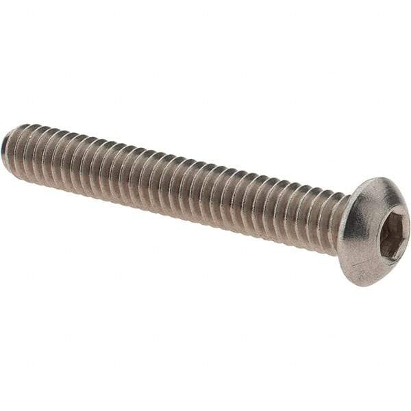Value Collection - 1/4-20 UNC Hex Socket Drive, Button Screw - Grade 18.8 Stainless Steel, Fully Threaded, 1-3/4" Length Under Head - USA Tool & Supply