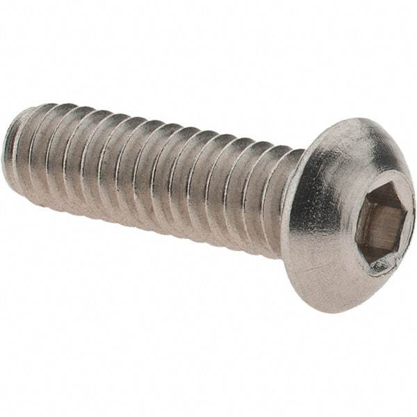 Value Collection - 1/4-20 UNC Hex Socket Drive, Button Screw - Grade 18.8 Stainless Steel, Fully Threaded, 7/8" Length Under Head - USA Tool & Supply