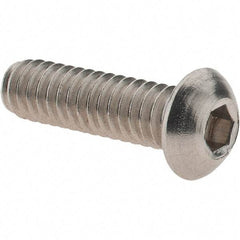 Value Collection - 1/4-20 UNC Hex Socket Drive, Button Screw - Grade 18.8 Stainless Steel, Fully Threaded, 7/8" Length Under Head - USA Tool & Supply