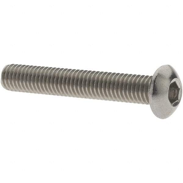 Value Collection - #10-32 UNF Hex Socket Drive, Button Screw - Grade 18.8 Stainless Steel, Fully Threaded, 1-1/4" Length Under Head - USA Tool & Supply