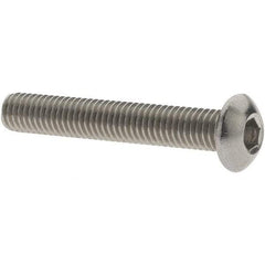 Value Collection - #10-32 UNF Hex Socket Drive, Button Screw - Grade 18.8 Stainless Steel, Fully Threaded, 1-1/4" Length Under Head - USA Tool & Supply