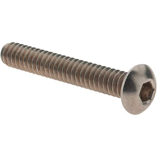Value Collection - #10-24 UNC Hex Socket Drive, Button Screw - Grade 18.8 Stainless Steel, Fully Threaded, 1-1/4" Length Under Head - USA Tool & Supply