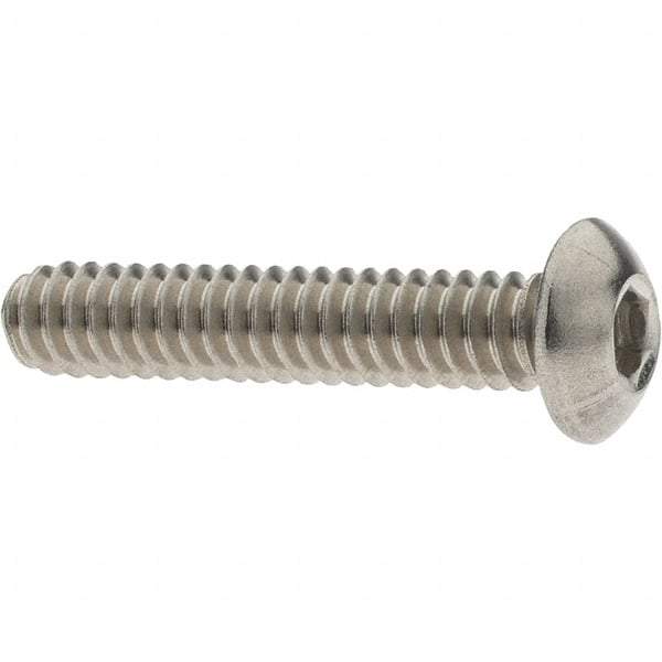 Value Collection - #10-24 UNC Hex Socket Drive, Button Screw - Grade 18-8 Stainless Steel, 1" Length Under Head - USA Tool & Supply