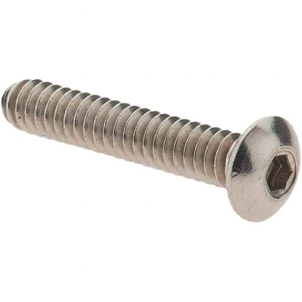 Made in USA - #4-40 UNC Hex Socket Drive, Button Screw - Grade 18.8 Stainless Steel, Fully Threaded, 5/8" Length Under Head - USA Tool & Supply