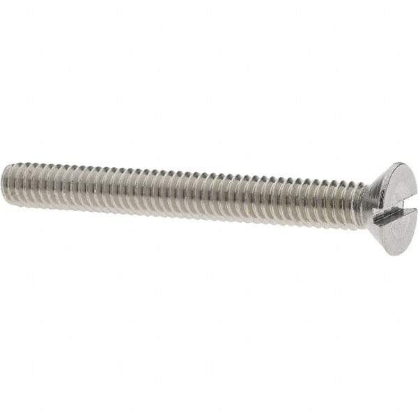 Value Collection - #12-24 UNC, 2" OAL Slotted Drive Machine Screw - Flat Head, Grade 18-8 Stainless Steel, Uncoated, Without Washer - USA Tool & Supply