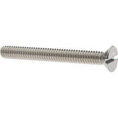 Value Collection - #12-24 UNC, 2" OAL Slotted Drive Machine Screw - Flat Head, Grade 18-8 Stainless Steel, Uncoated, Without Washer - USA Tool & Supply