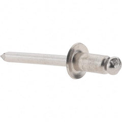 Value Collection - Size 84 Dome Head Stainless Steel Open End Blind Rivet - Stainless Steel Mandrel, 0.062" to 1/4" Grip, 1/2" Head Diam, 0.257" to 0.261" Hole Diam, 1/2" Length Under Head, 1/4" Body Diam - USA Tool & Supply