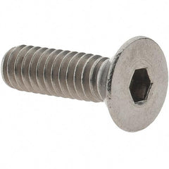 Value Collection - 1/4-20 UNC Hex Socket Drive, 82° Flat Screw - Grade 18.8 Stainless Steel, Fully Threaded, 7/8" OAL - USA Tool & Supply