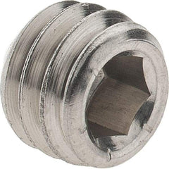 Made in USA - 5/16-18 UNC, 1/4" OAL, Cup Point Set Screw - Grade 316 Stainless Steel, 3/32" Key - USA Tool & Supply