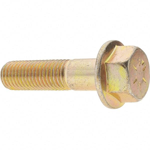 Value Collection - 3/4-10 UNC, 3" Length Under Head, Hex Drive Flange Bolt - 1-3/4" Thread Length, Grade 8 Alloy Steel, Smooth Flange, Zinc-Plated Finish - USA Tool & Supply