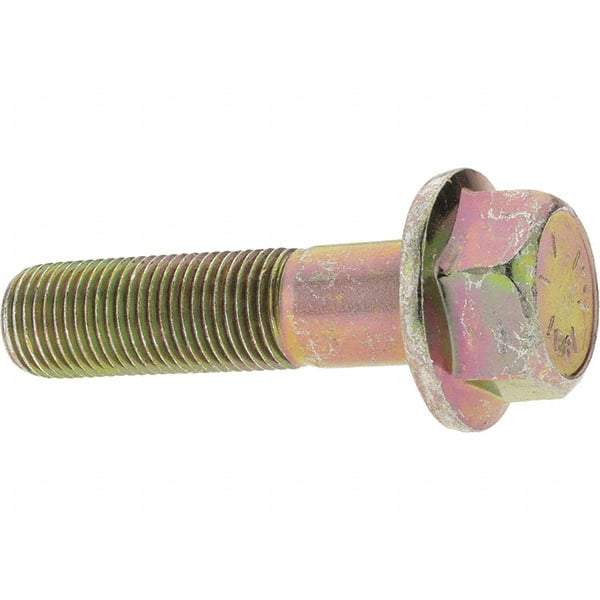 Value Collection - 1/2-20 UNF, 2" Length Under Head, Hex Drive Flange Bolt - 1-1/4" Thread Length, Grade 8 Alloy Steel, Smooth Flange, Zinc-Plated Finish - USA Tool & Supply