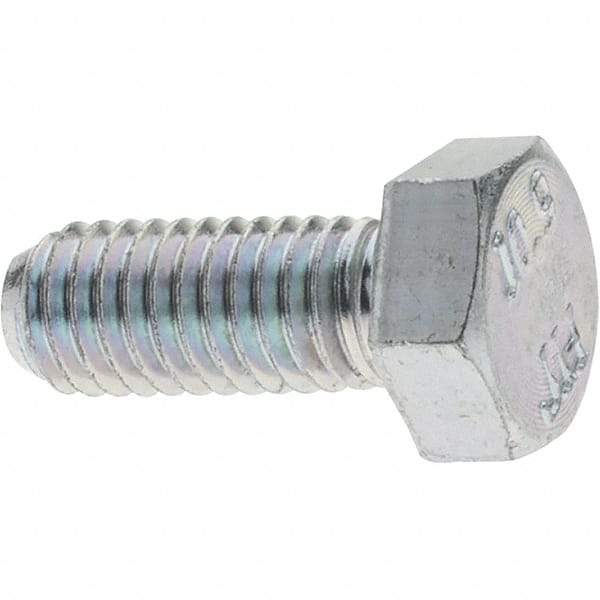 Value Collection - M5x0.80mm Metric Coarse, 12mm Long Hex Head Cap Screw - Fully Threaded, Grade 10.9 Steel, Zinc-Plated Finish, 8mm Hex - USA Tool & Supply