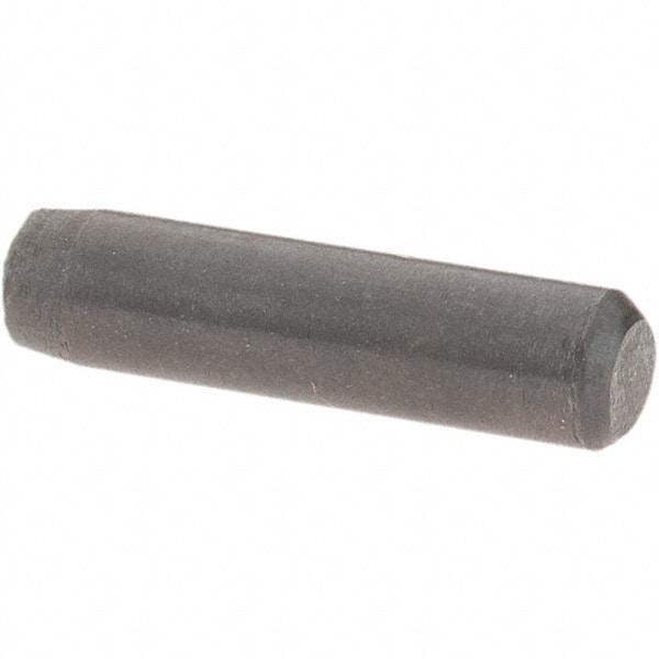 Value Collection - 1/8" Diam x 1/2" Pin Length Grade 8 Alloy Steel Standard Dowel Pin - Bright Finish, C 47-58 & C 60 (Surface) Hardness, 1,840 Lb (Single Shear), 3,680 Lb (Double Shear) Breaking Strength, 1 Beveled & 1 Rounded End - USA Tool & Supply