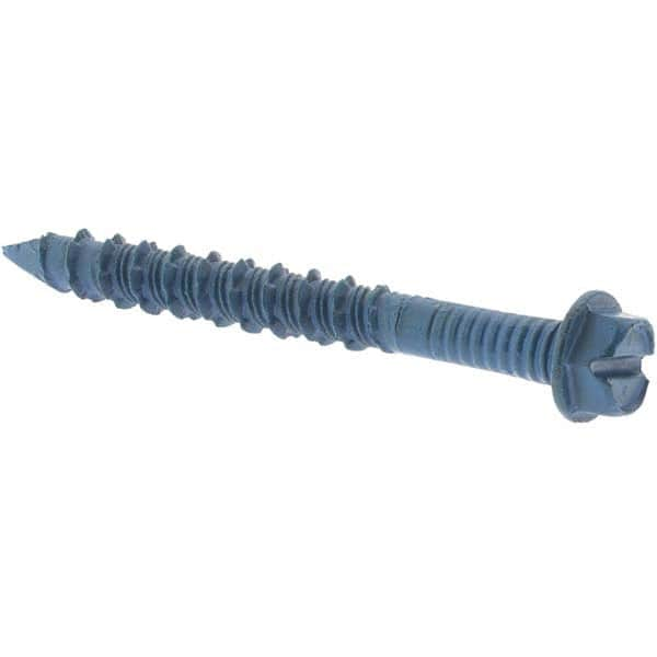 Value Collection - 1/4" Diam, 2-1/4" Length Under Head, Hex Drive, Concrete Screw & Masonry Fastener - USA Tool & Supply