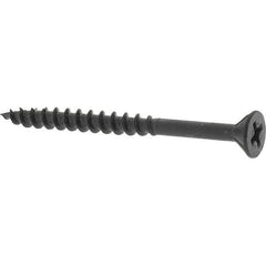 Buildex - #8, 2" OAL, Phillips Drive Flat Head, Steel Drywall Screws - Black Oxide Finish, Grade 2 - USA Tool & Supply