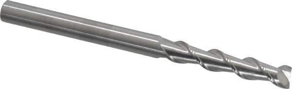 Kennametal - 1/4", 1-1/4" LOC, 1/4" Shank Diam, 3-1/4" OAL, 2 Flute, Solid Carbide Square End Mill - Single End, Uncoated, Spiral Flute, 45° Helix, Centercutting, Right Hand Cut, Right Hand Flute, Series AADF - USA Tool & Supply