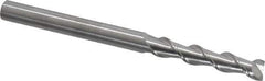 Kennametal - 1/4", 1-1/4" LOC, 1/4" Shank Diam, 3-1/4" OAL, 2 Flute, Solid Carbide Square End Mill - Single End, Uncoated, Spiral Flute, 45° Helix, Centercutting, Right Hand Cut, Right Hand Flute, Series AADF - USA Tool & Supply