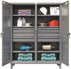 Strong Hold - 6 Shelf 6 Bin Locking Storage Cabinet - Steel, 60" Wide x 24" Deep x 78" High, Dark Gray - USA Tool & Supply