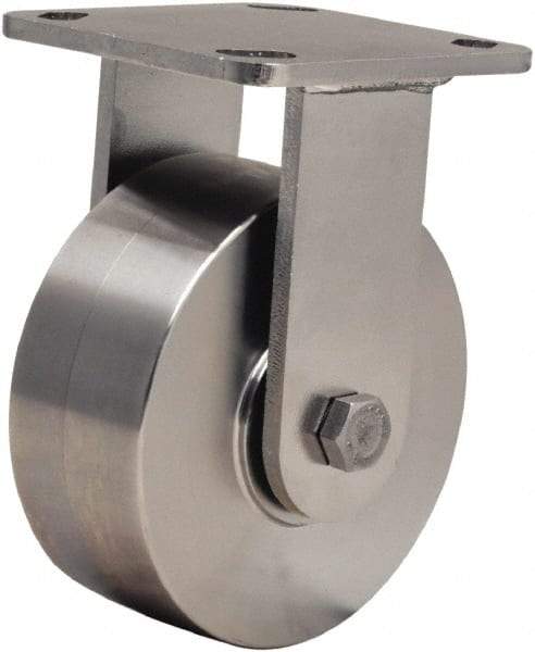 Hamilton - 5" Diam x 2" Wide x 6-1/2" OAH Top Plate Mount Rigid Caster - Forged Steel, 950 Lb Capacity, Delrin Bearing, 4 x 4-1/2" Plate - USA Tool & Supply