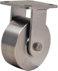 Hamilton - 5" Diam x 2" Wide x 6-1/2" OAH Top Plate Mount Rigid Caster - Forged Steel, 950 Lb Capacity, Delrin Bearing, 4 x 4-1/2" Plate - USA Tool & Supply