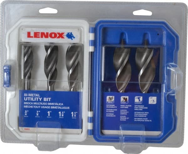 Lenox - 3/4 to 1-1/4", Bright Finish, Bi-Metal Auger Drill Bit Set - USA Tool & Supply