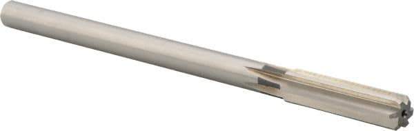 Union Butterfield - 1/2" High Speed Steel 6 Flute Chucking Reamer - Straight Flute, 0.4355" Straight Shank, 2" Flute Length, 8" OAL - USA Tool & Supply