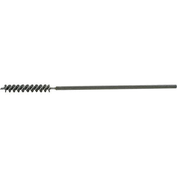 Brush Research Mfg. - 7/16" Diam Helical Steel Tube Brush - Single Spiral, 0.008" Filament Diam, 2-1/2" Brush Length, 9-1/2" OAL, 0.219" Diam Galvanized Steel Shank - USA Tool & Supply