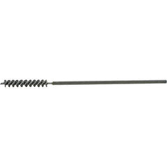 Brush Research Mfg. - 3/8" Diam Helical Steel Tube Brush - Single Spiral, 0.008" Filament Diam, 2-1/2" Brush Length, 9-1/2" OAL, 0.219" Diam Galvanized Steel Shank - USA Tool & Supply