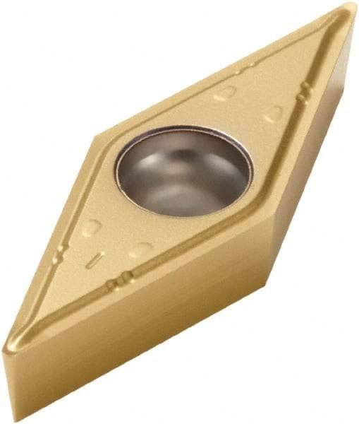 Seco - VBMT220.5 F1 Grade CP500 Carbide Turning Insert - TiAlN/TiN Finish, 35° Diamond, 1/4" Inscr Circle, 1/8" Thick, 0.0079" Corner Radius - USA Tool & Supply