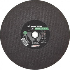 WALTER Surface Technologies - 14" 30 Grit Aluminum Oxide Cutoff Wheel - 3/32" Thick, 1" Arbor, 4,400 Max RPM, Use with Chop Saws - USA Tool & Supply