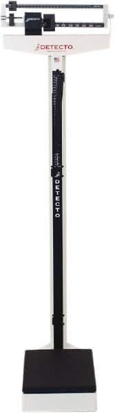 Detecto - Beam Display, 400 Lb. Capacity, Eye-Level Mechanical Beam Scale with Height Rod - 4 Ounce Graduation, 59" High, 10-1/2" Platform Length x 14-1/2" Width - USA Tool & Supply