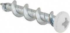 Powers Fasteners - 1/4", 1-1/4" OAL, Phillips Drive Pan Head, Steel Drywall Screws - White Head Finish, Grade 1018 - USA Tool & Supply