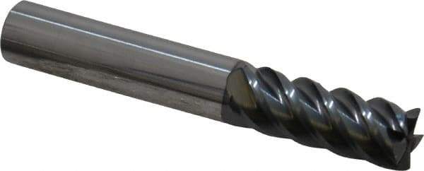 SGS - 3/8", 1" LOC, 3/8" Shank Diam, 2-1/2" OAL, 5 Flute, Solid Carbide Square End Mill - Single End, AlTiN Finish, Spiral Flute, 45° Helix, Right Hand Cut, Right Hand Flute, Series 55 - USA Tool & Supply