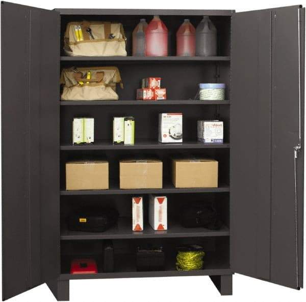 Durham - 5 Shelf Locking Storage Cabinet - Steel, 48" Wide x 24" Deep x 72" High, Gray - USA Tool & Supply