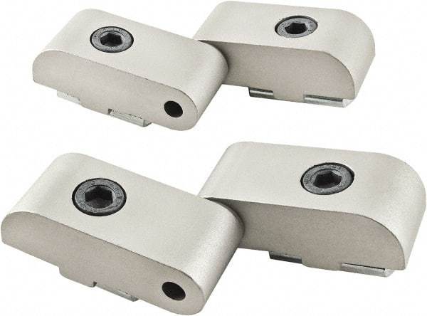 80/20 Inc. - 1-1/2" Long x 1-23/32" Wide x 26mm Thick, Left Lift Off Hinge Long Pin Top Short Pin Bottom - Aluminum, Clear Anodized Finish - USA Tool & Supply