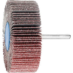 PFERD - 3" Diam x 1" Face Width, Aluminum Oxide Coated Mounted Flap Wheel - 1/4" Shank Mount, 40 Grit, 20,000 Max RPM - USA Tool & Supply