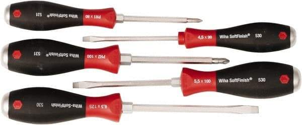 Wiha - 5 Piece Phillips & Slotted Screwdriver Set - Comes in Kit Bag - USA Tool & Supply