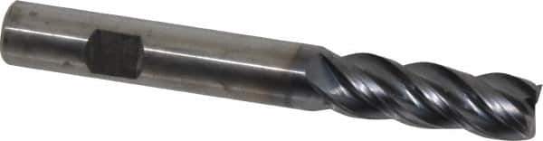 Kennametal - 1/2", 1-1/2" LOC, 1/2" Shank Diam, 4" OAL, 4 Flute, Solid Carbide Square End Mill - Single End, AlTiN Finish, Spiral Flute, 38° Helix, Centercutting, Right Hand Cut, Right Hand Flute, Series HPHV - USA Tool & Supply